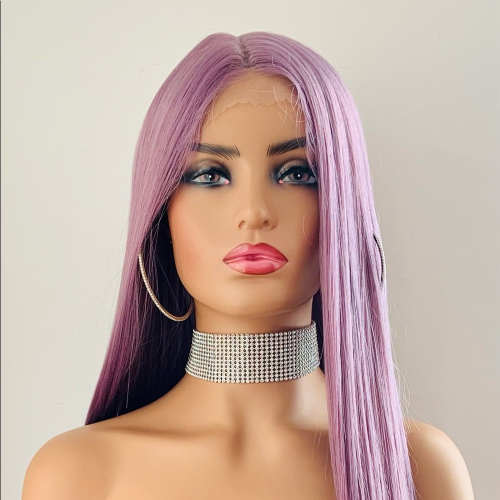Long Gorgeous 28” Plum Purple Premium Fiber Lace Front Wig 💜